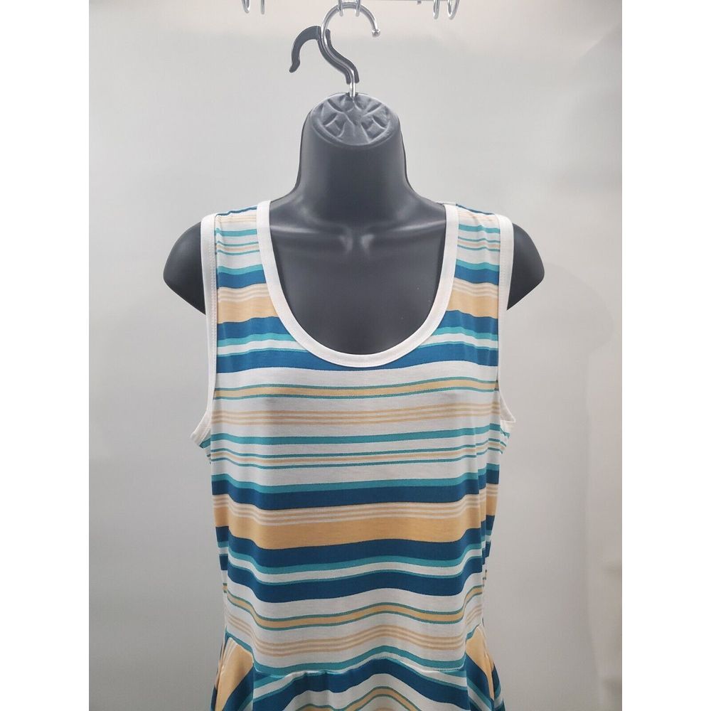 LuLaRoe Nicki Tank Dress Size Large | Striped Yellow White Blue New With Tags